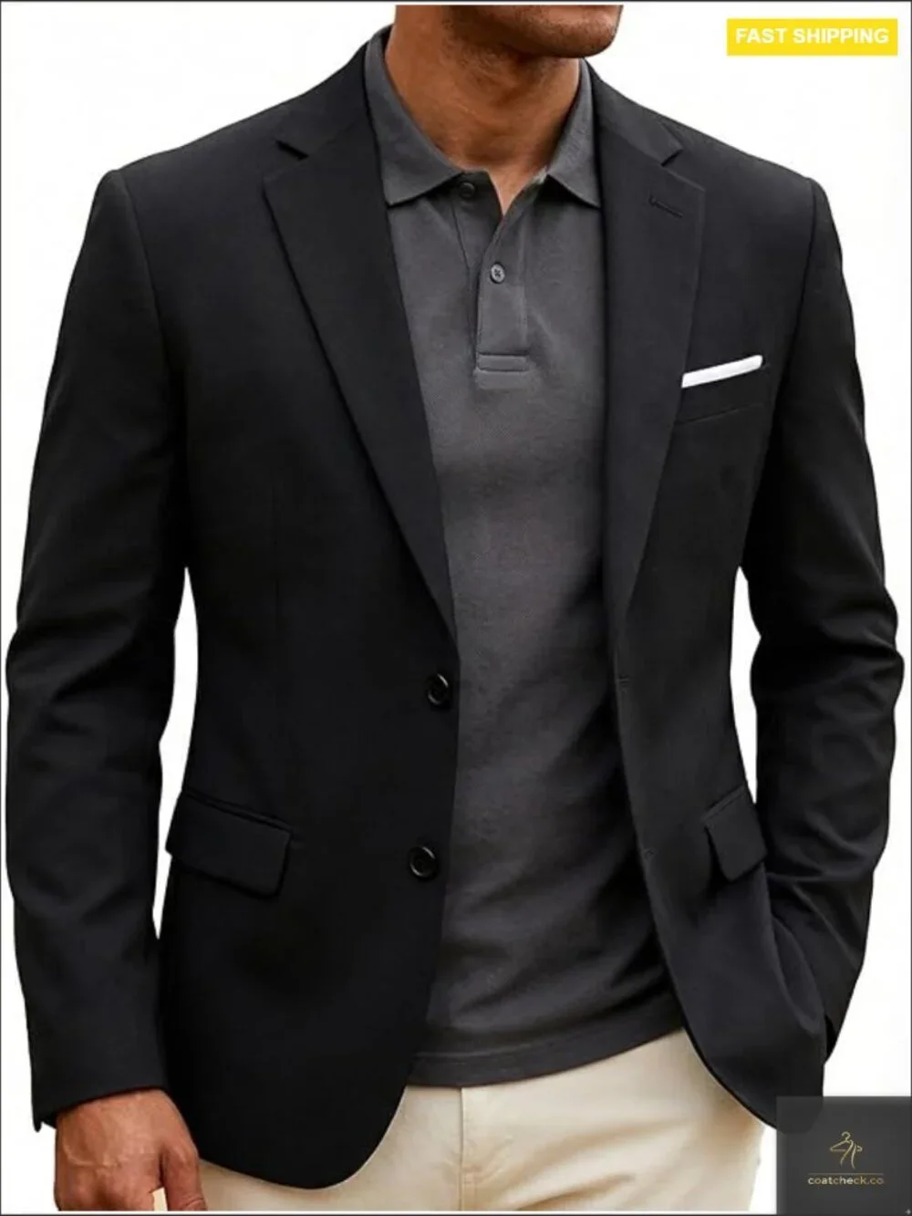 Lightweight Polyester Blazer Regular Fit Sport Coat Casual Business Wedding